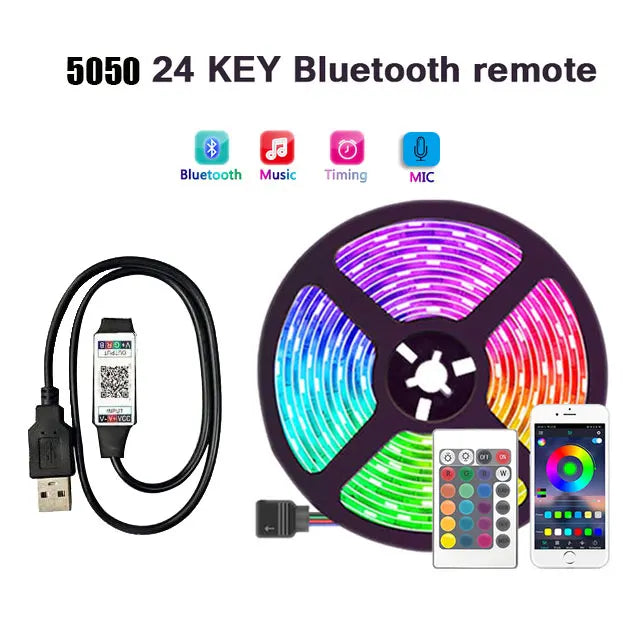Usb Led Strip 5V 5050 Smart Led Light For Wall Room Bluetooth Wifi Alexa 15 20 Meter Rgb Tape Tv Backlight Led Ribbon Band Luces