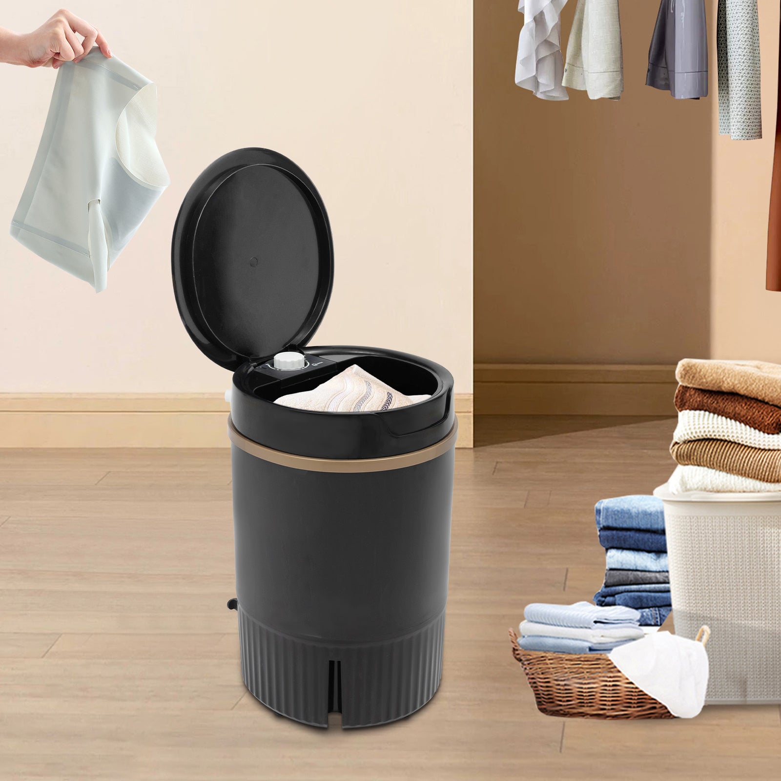 Washing Machine Base - Heavy-Duty Portable Compact Laundry Stand for Front-Load/Top-Load Washers, Easy Assembly with Sturdy PP, Compatible with Apartments, RVs, Dorms, Camping & Travel (Space-Saving Washing Machine