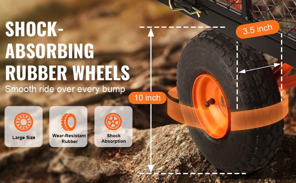 SucceBuy Garden Cart Sturdy Metal Utility Wagon with Simple Assembly Versatile Dump Cart Wheelbarrow with 400/880lbs Capacity