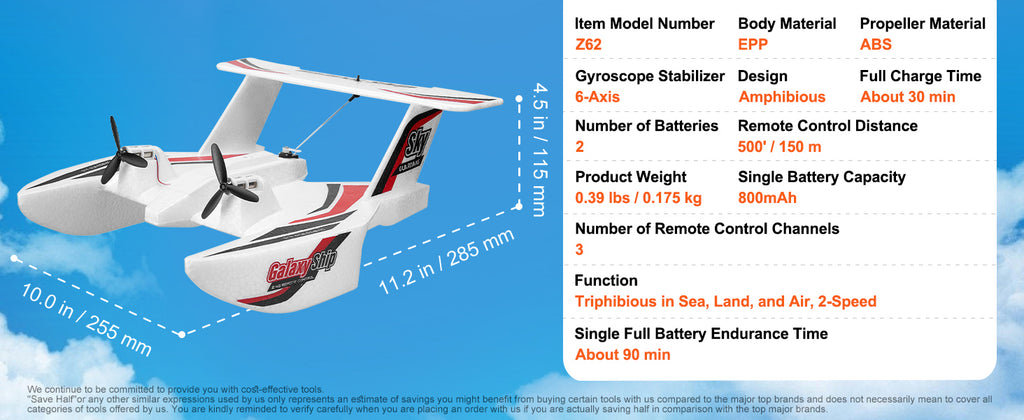 SucceBuy EPP Foam RC Plane 2.4G 3CH  Radio Control Aircraft Sea And Air RC Glider Water Land Flying Airplane Toys Gift For Boys