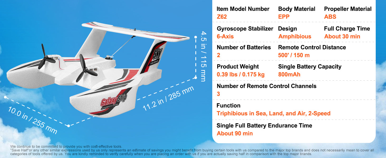 SucceBuy EPP Foam RC Plane 2.4G 3CH  Radio Control Aircraft Sea And Air RC Glider Water Land Flying Airplane Toys Gift For Boys