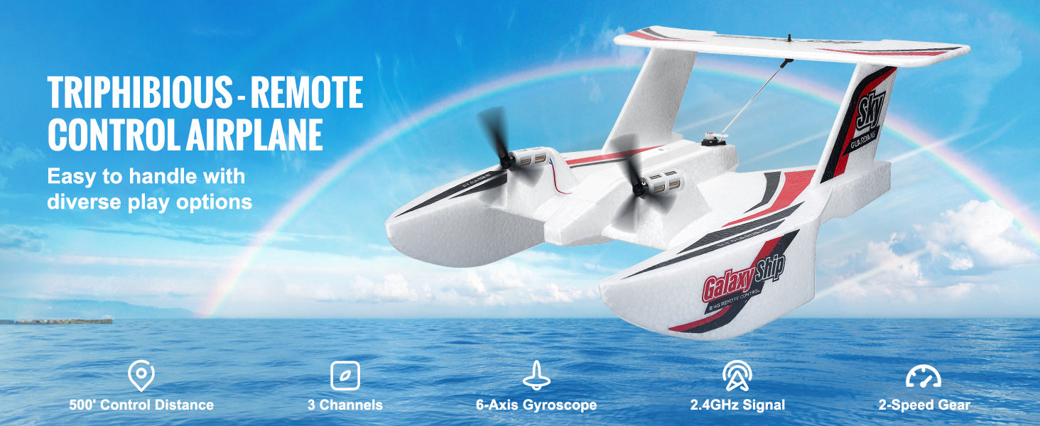 SucceBuy EPP Foam RC Plane 2.4G 3CH  Radio Control Aircraft Sea And Air RC Glider Water Land Flying Airplane Toys Gift For Boys